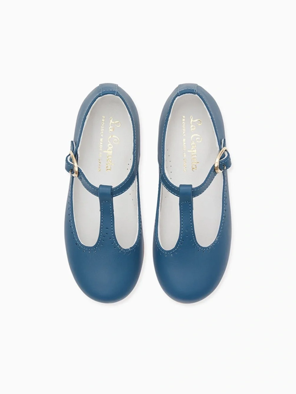 La Coqueta Cobalt Blue Leather T-Bar Mary Jane Shoes EU 27 US 10